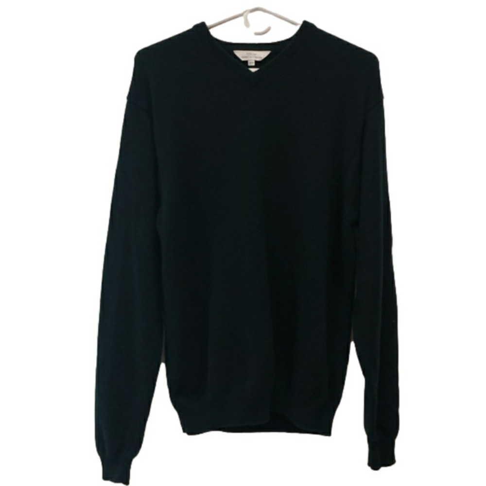ST. Michael Marks & Spencer Sweater 100% Lambswool Deep Green V-Neck Long M